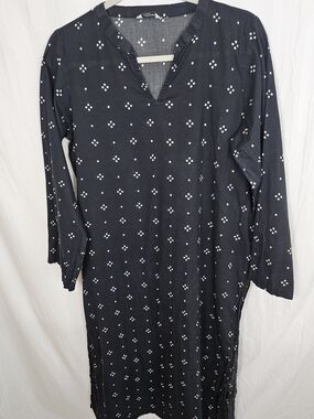 Women’s Black Maxi Dress Swim Coverup  with White Dot Pattern